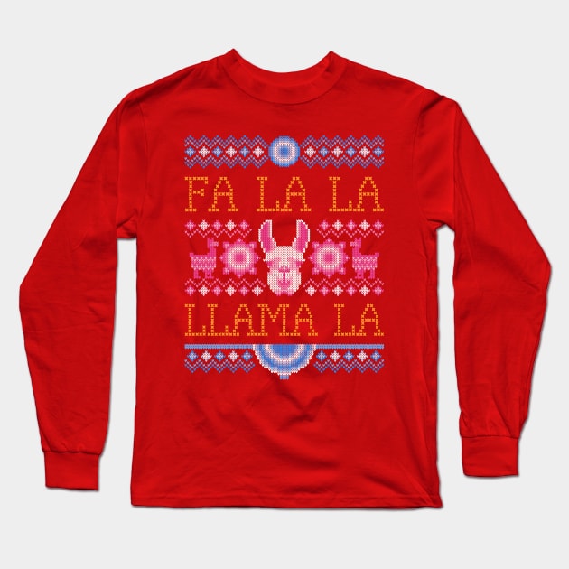 Fa la la Llama La Ugly Sweater Long Sleeve T-Shirt by Evlar